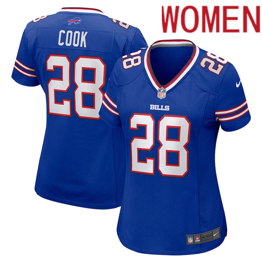 Women Buffalo Bills #28 James Cook Nike Royal Game Player NFL Jersey